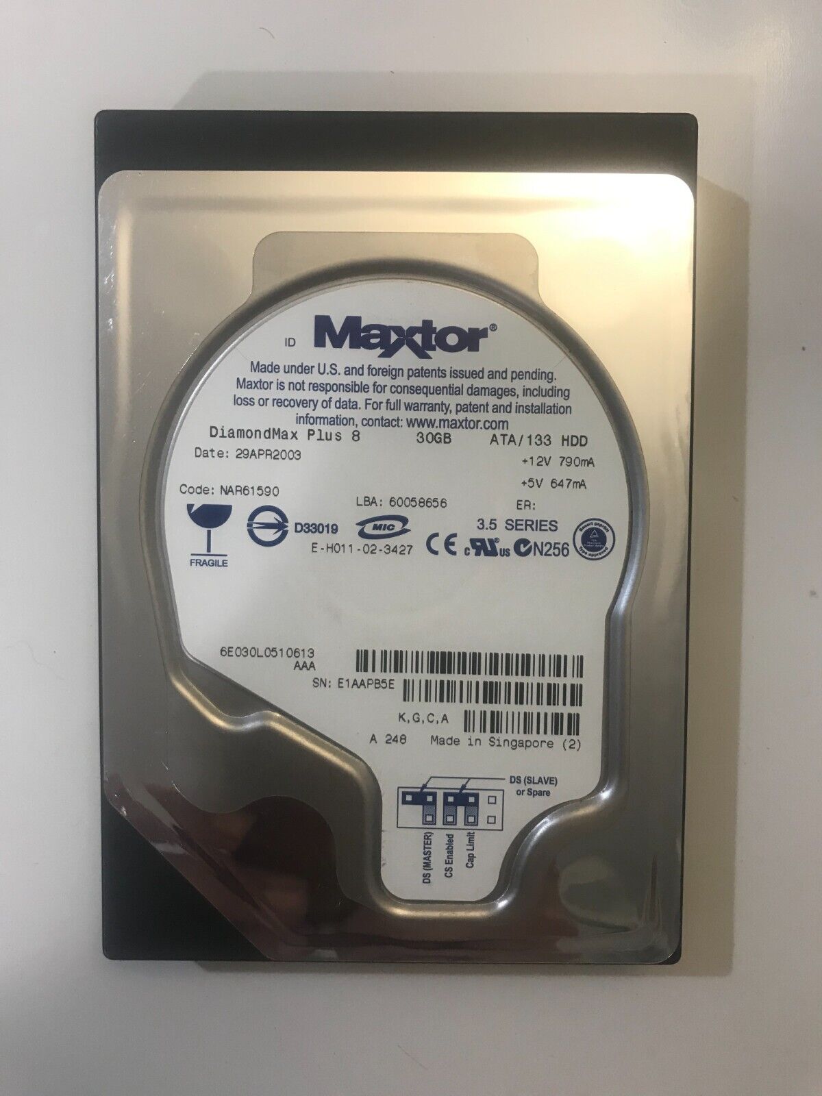 Maxtor Hard Drive Diamond Max Plus 8 30GB Ultra ATA/133