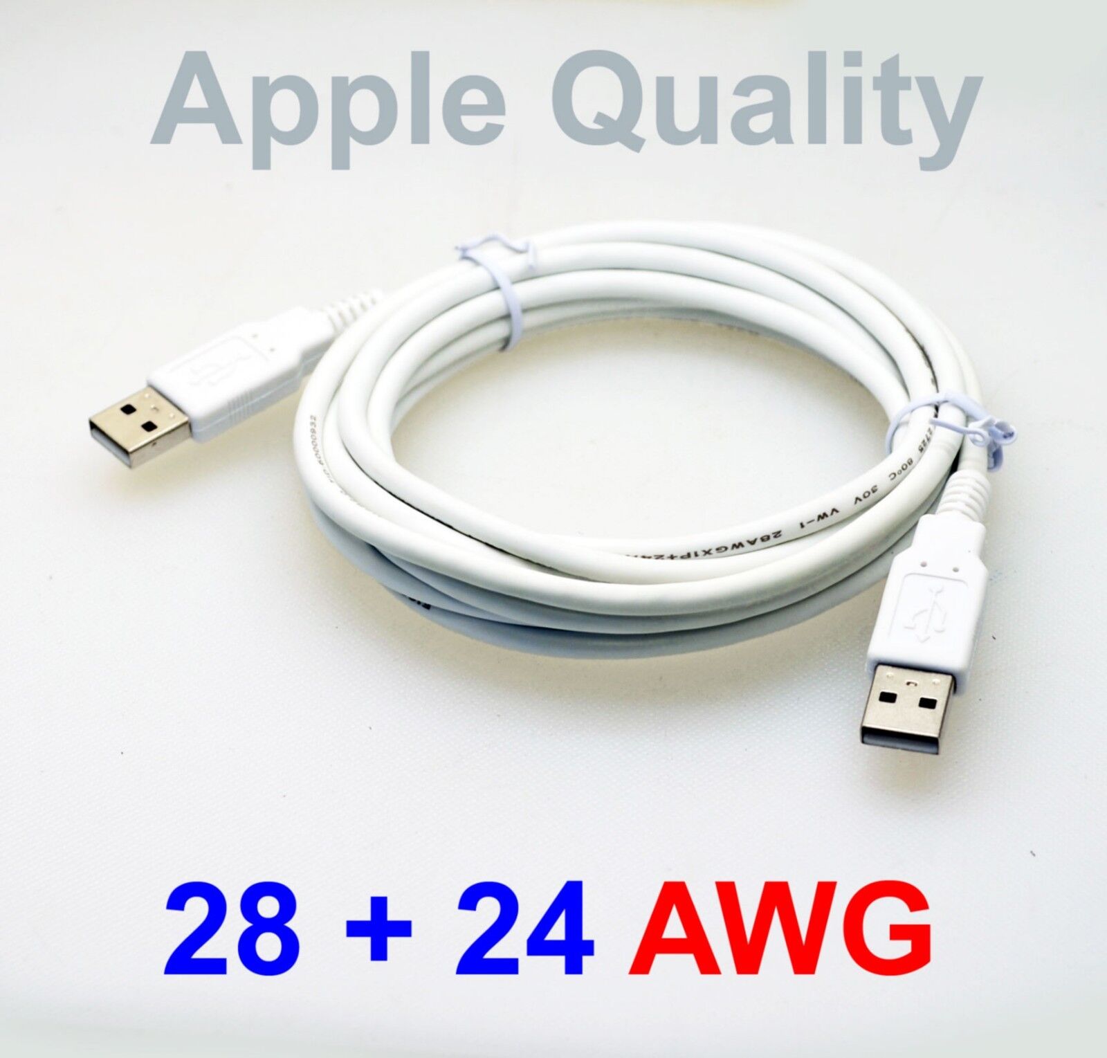 High Quality 10FT Apple White USB 2.0 Type-A Male to Male Cable (USB2.0-AM-10FT)