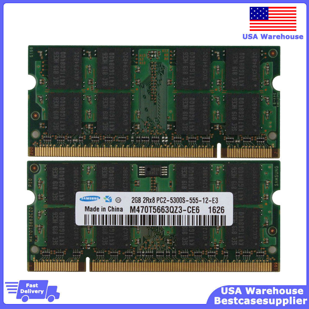 2GB RAM For Samsung DDR2 PC2-5300S 667MHZ 200pin Laptop Memory So-dimm Replace