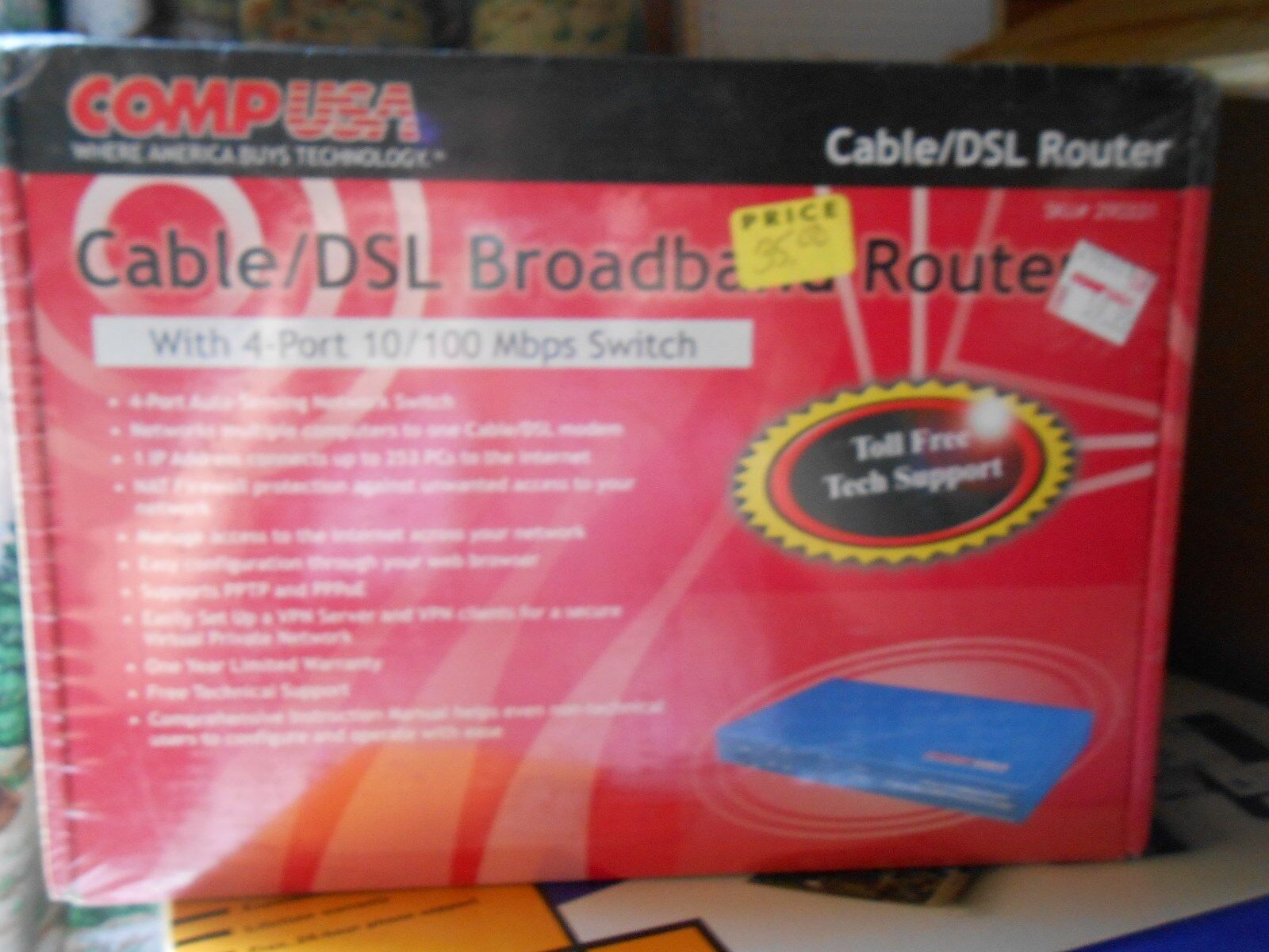 Cable/DSL Broadband Router 4-Port 10/100 Mbps Switch - NEW IN BOX - COMP USA