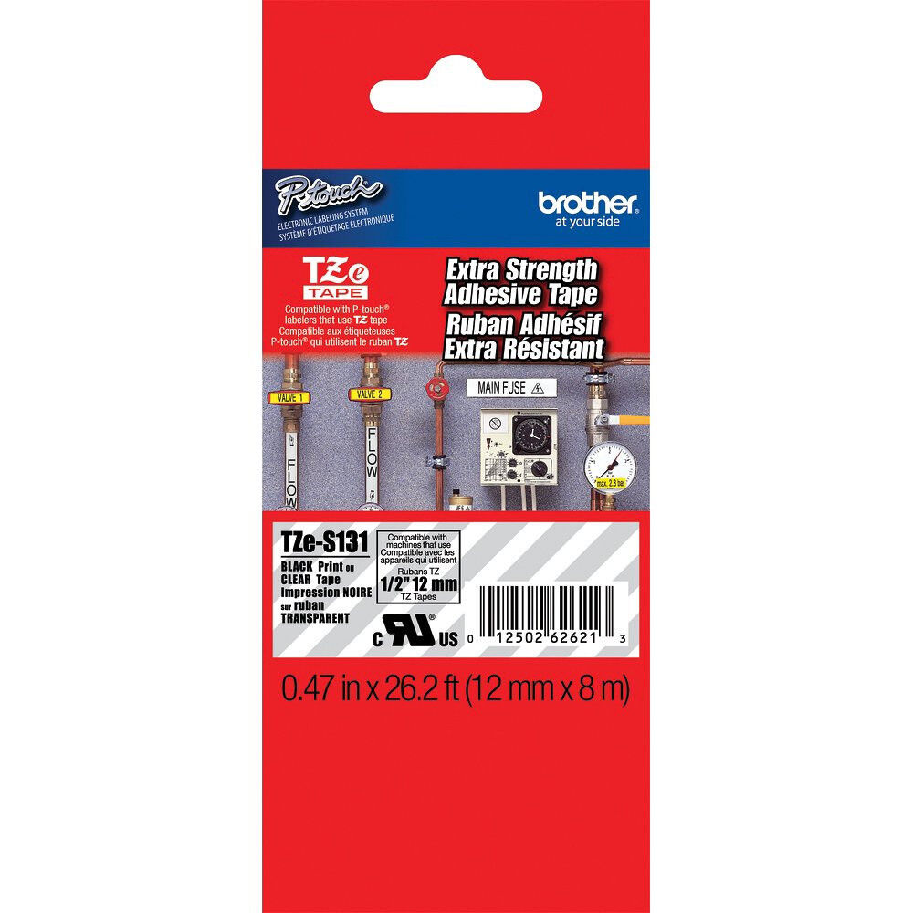 Brother TZeS131 TZS131 extra strength black on clear P-touch tape PT1090 PT1290