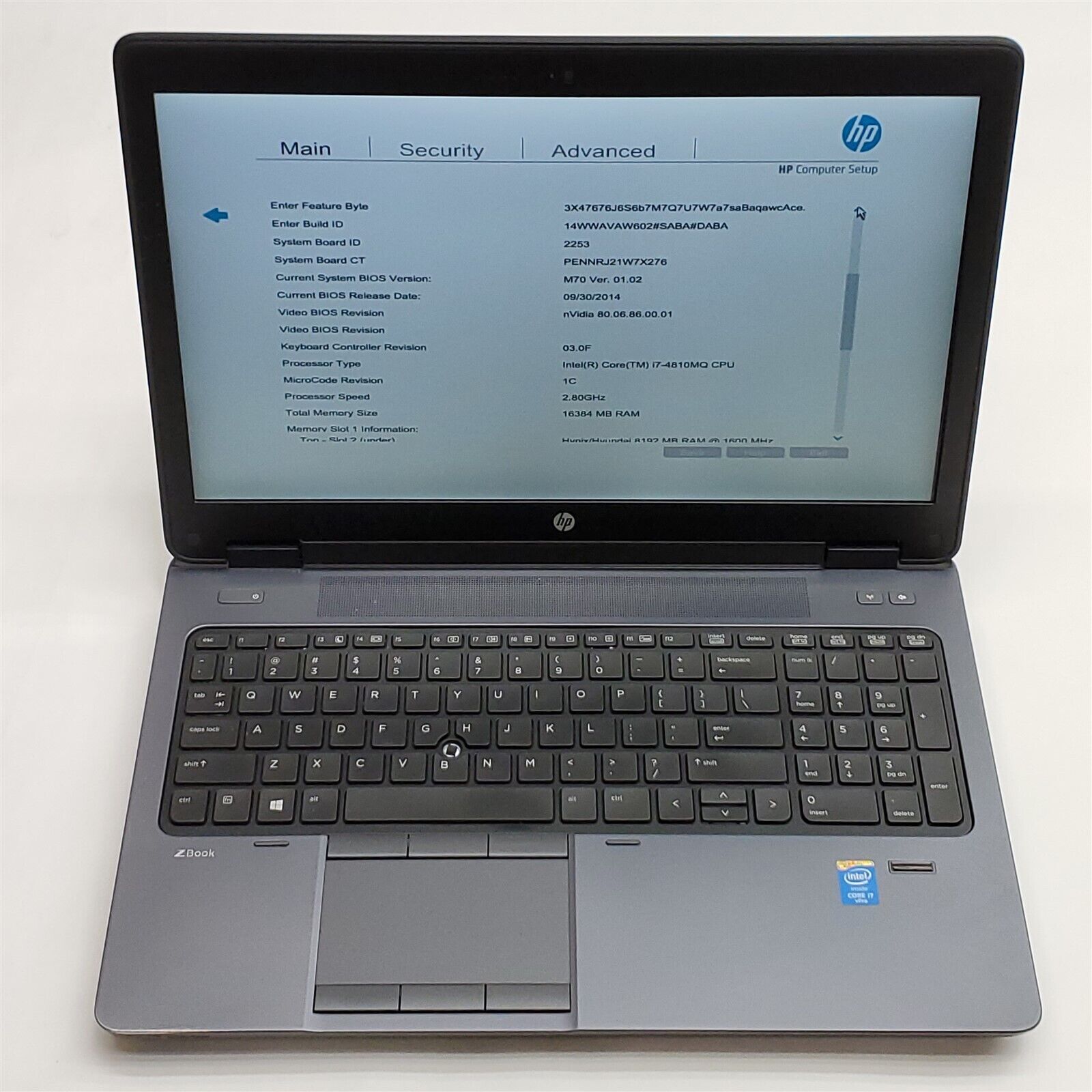 HP ZBook 15 G2 Laptop Intel Core i7 4810MQ 2.80GHZ CPU 15.6\
