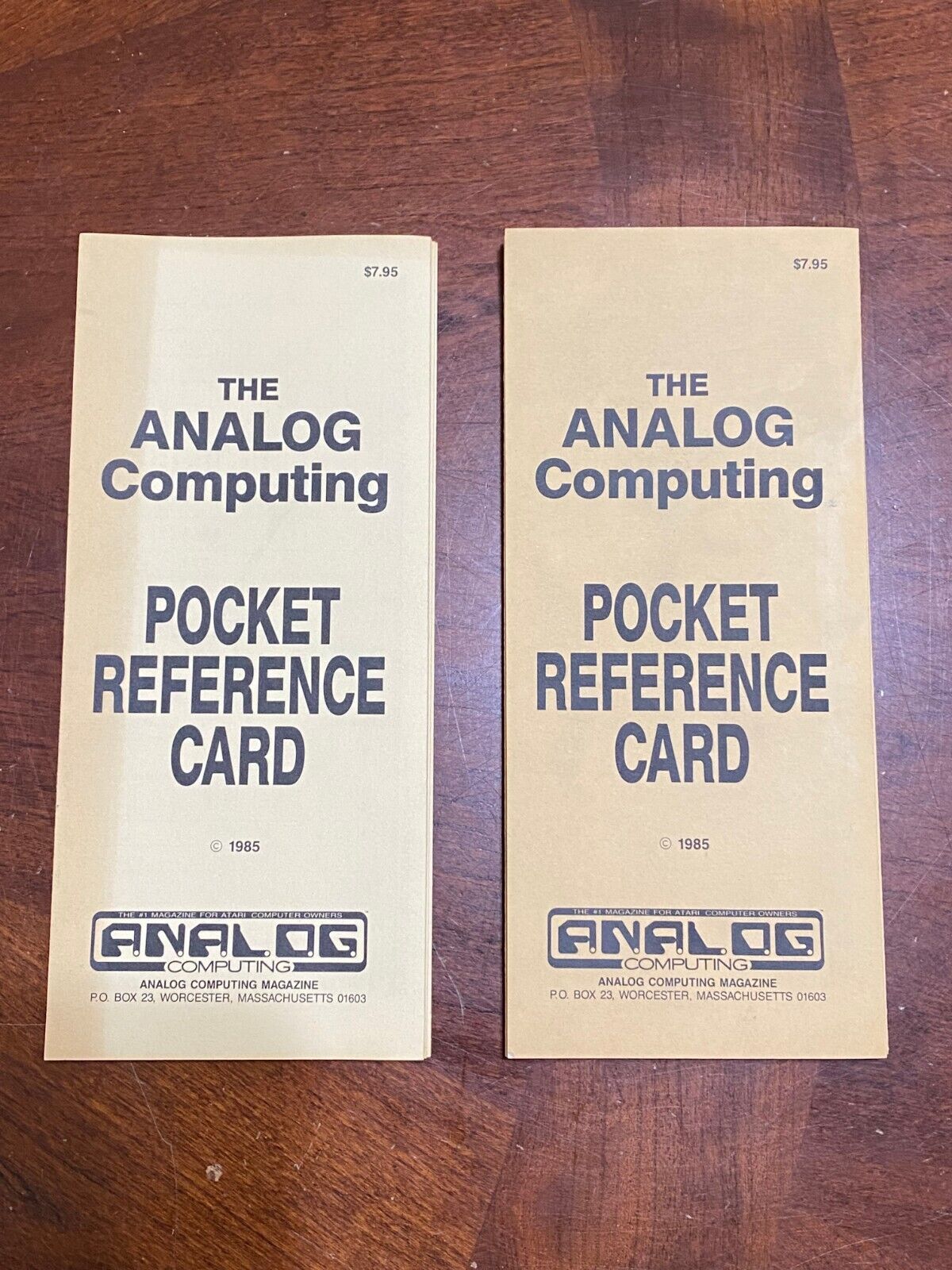 Two (2) vintage The Analog Computing Pocket Reference Cards, 1985
