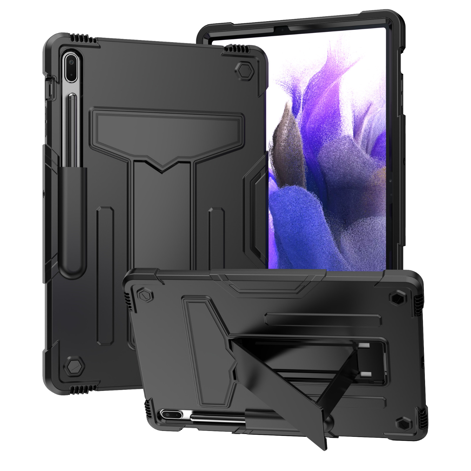 For Samsung Galaxy Tab S7 FE/S7 Plus 12.4 Shockproof Kickstand Case Hybrid Cover