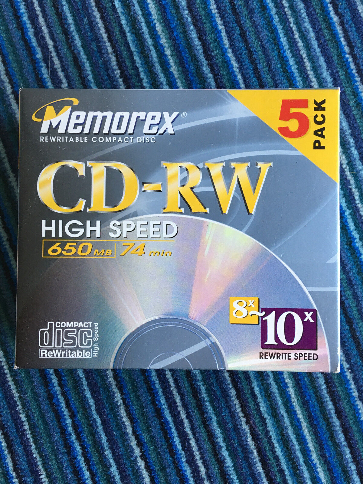 Memorex High Speed CD-RW 5 Pack Rewritable 650MB 74min NOS Sealed Retro Y2K