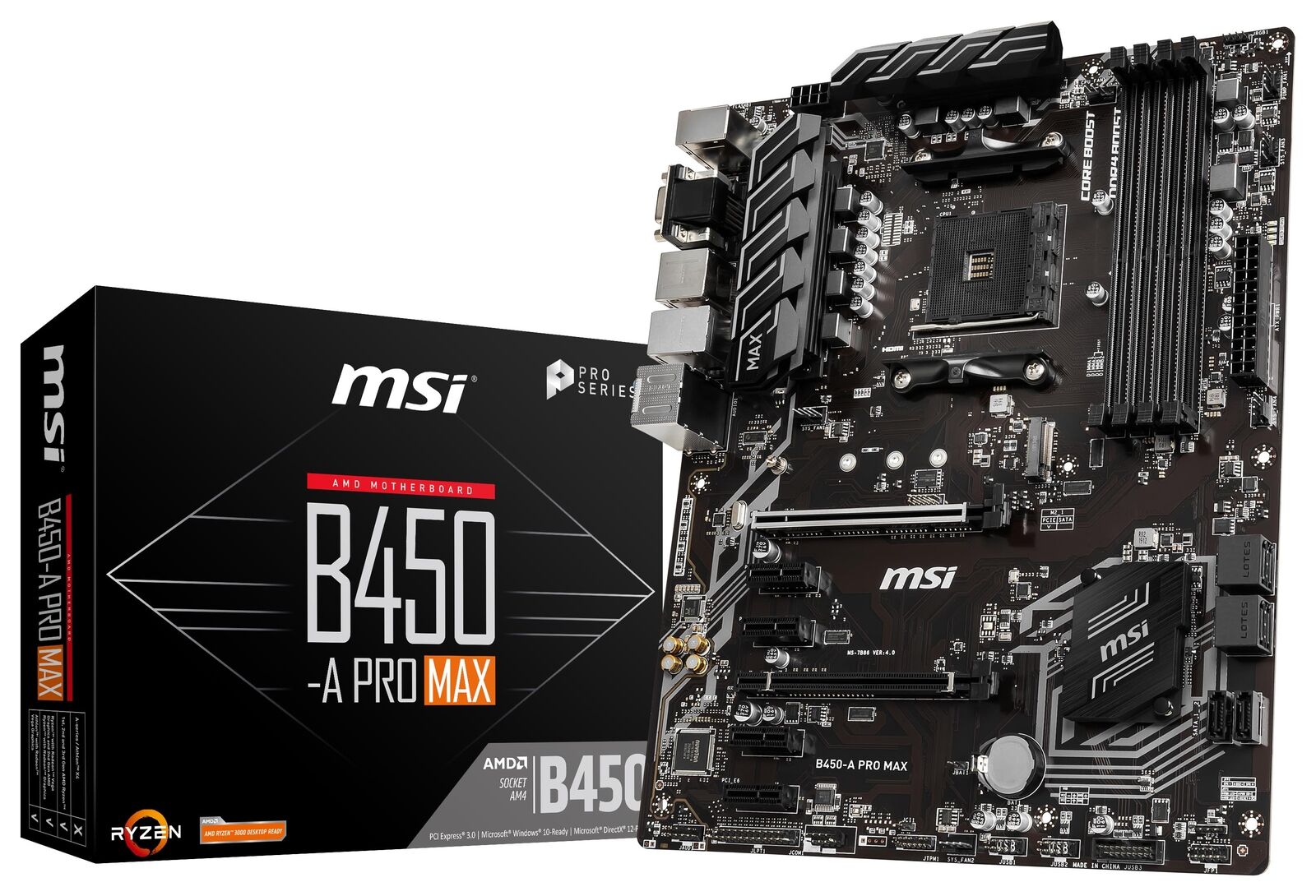MSI B450-A PRO MAX Socket AM4 AMD B450 USB3.2 Gen2 ATX Motherboard