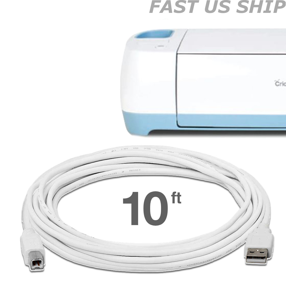 Longer 10ft Quality White Lead Wire Cord USB Cable for Cricut Explore Air