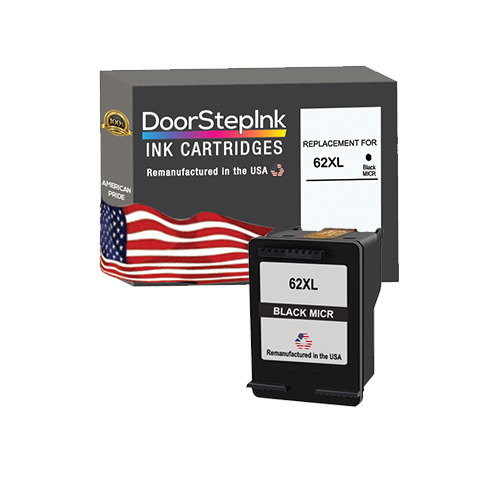 DoorStepInk Remanufactured In The USA For HP 62XL Black MICR  