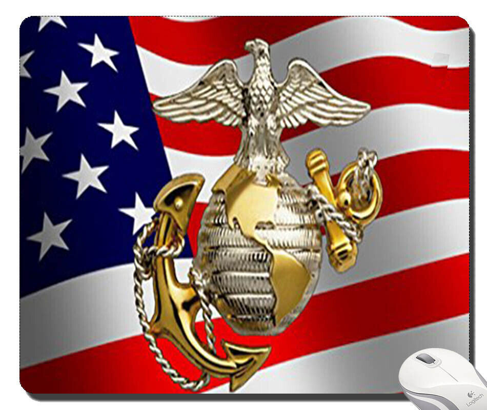 USMC Marine Corps with US Flag mousepad lock edge