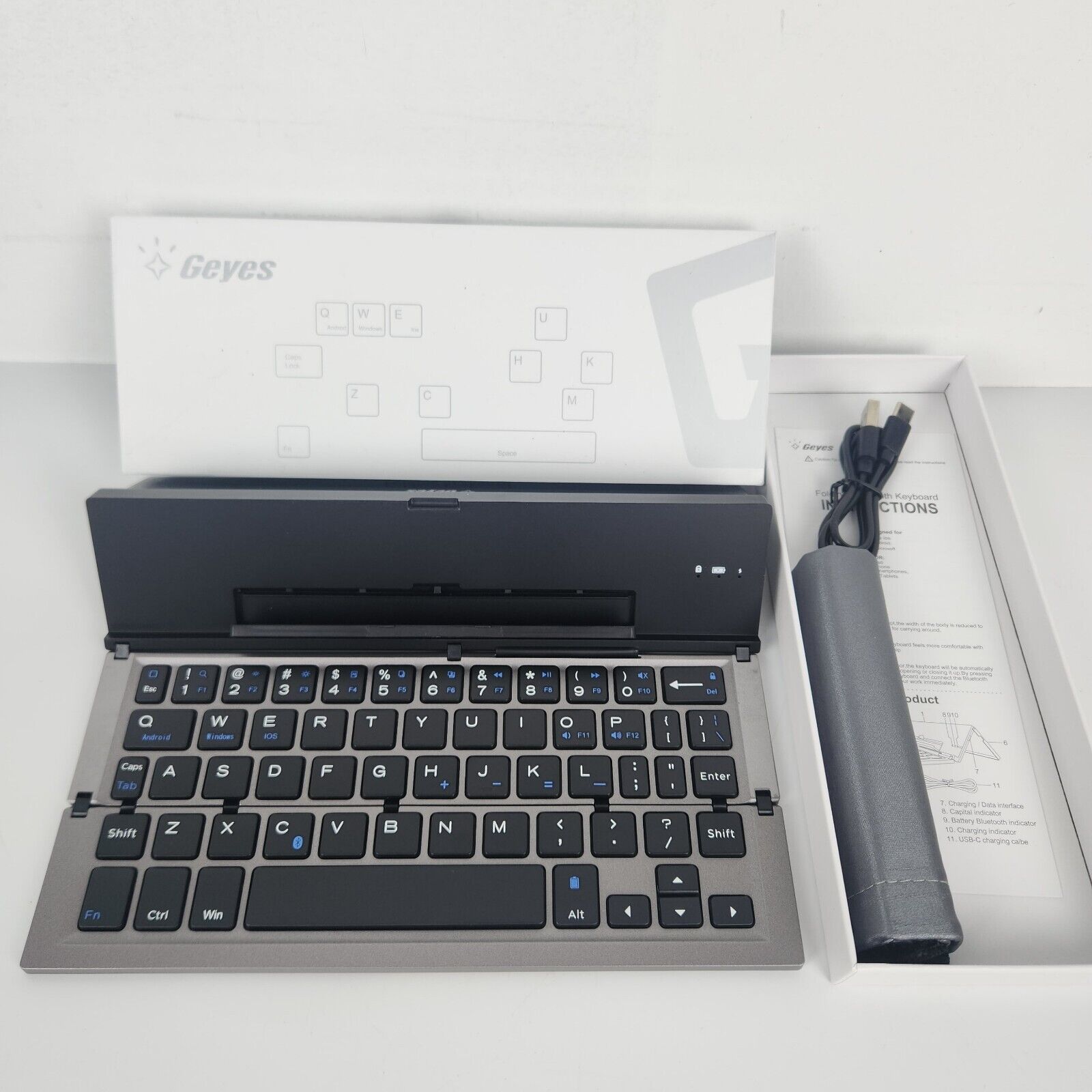 Geyes Folding Bluetooth Keyboard Foldable Wireless Keyboard Portable Pocket