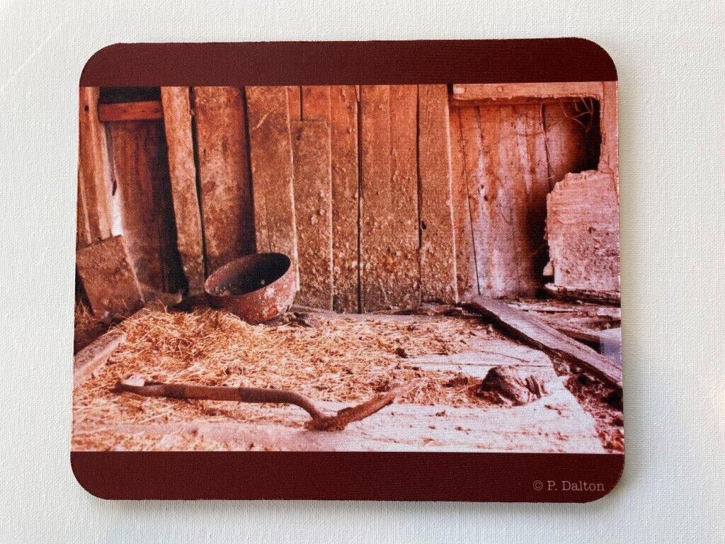 Abandoned Country Vintage Wood Horse Farm Scene Stall Mouse Pad