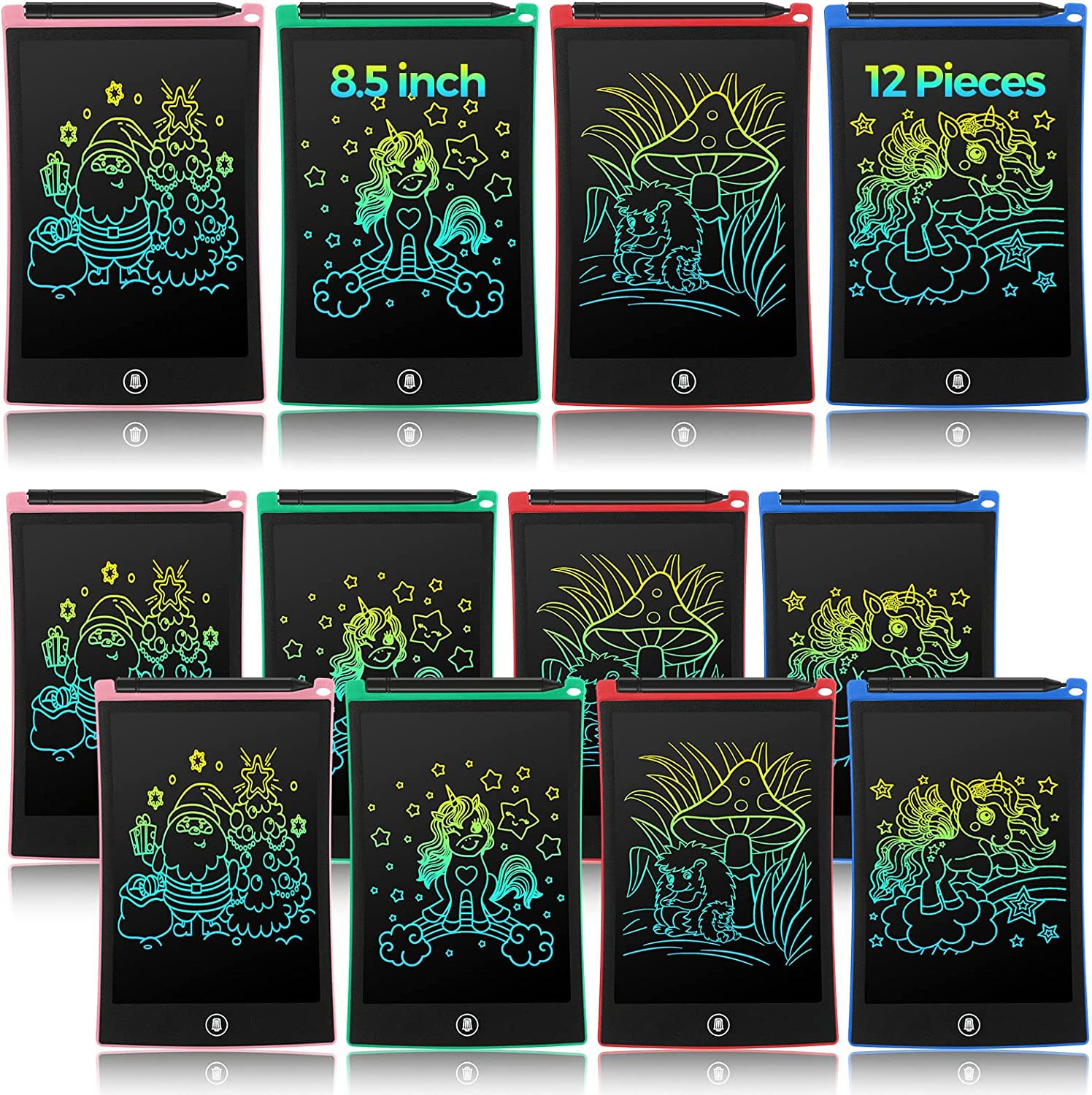12 Pack LCD Writing Tablets 8.5 Inch Bulk Colorful Doodle Board Kids Scribbler B