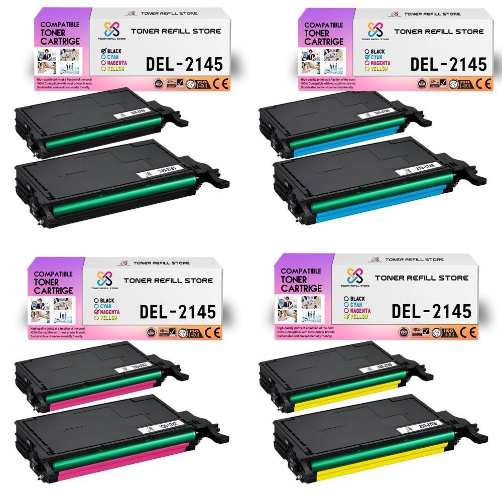 8Pk TRS 2145 BCYM Compatible for Dell Color Laser 2145CN Toner Cartridge
