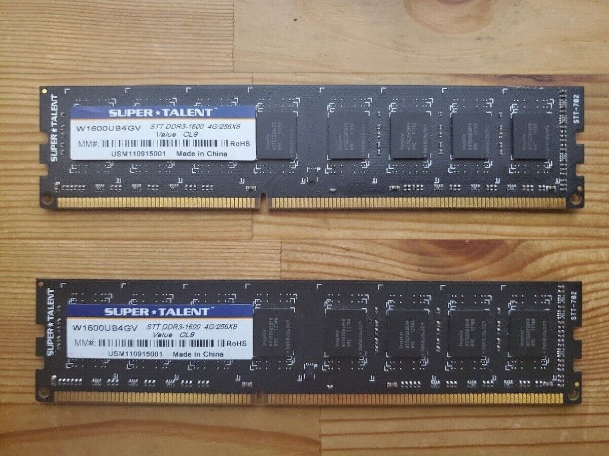 SUPER TALENT 8 GB (2 x 4 GB)  DDR3 1600 PC3-12800 Memory W1600UB4GV