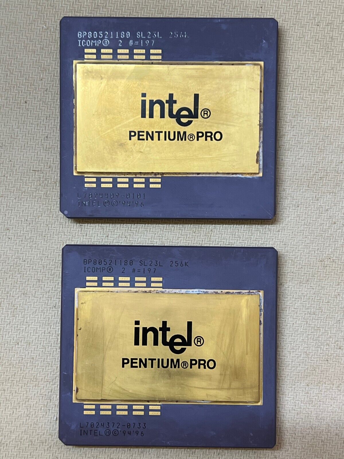 Matched Set Intel Pentium Pro SL23L 256K CPU Rare Vintage 