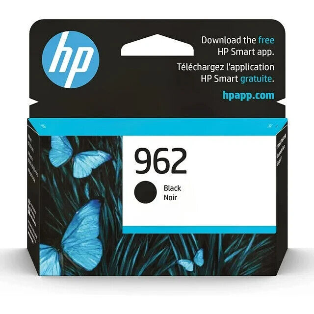 New Genuine HP 962 Black Color Ink Cartridges Pro 9010,  9015, 9018 Exp. 2025