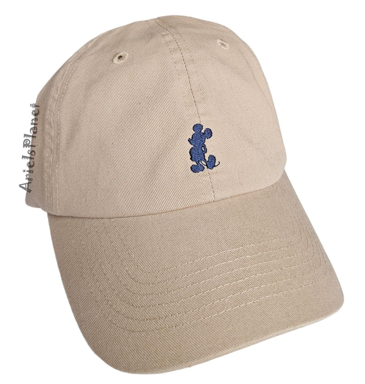 Disney Parks Mickey Mouse Strap Back Embroidered Adult Baseball Hat Cap - Beige