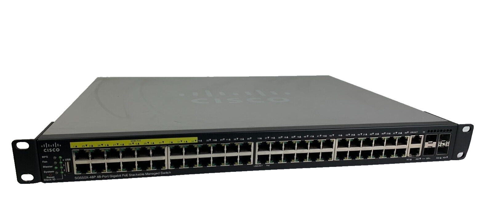 Cisco SG550X-48P-K9 V3 48-Port 1G POE+ 4x10G Managed Stackable Switch w/Rack Ear
