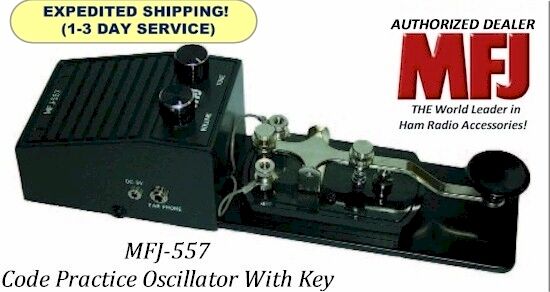 MFJ-557 Morse Code Practice Oscillator With Key. Speaker & Headphone Jack - NEW