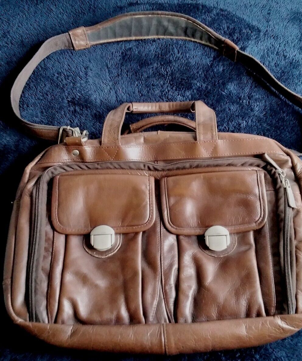 McKlein Brown Handcrafted Leather Briefcase Laptop Messenger Bag  17\
