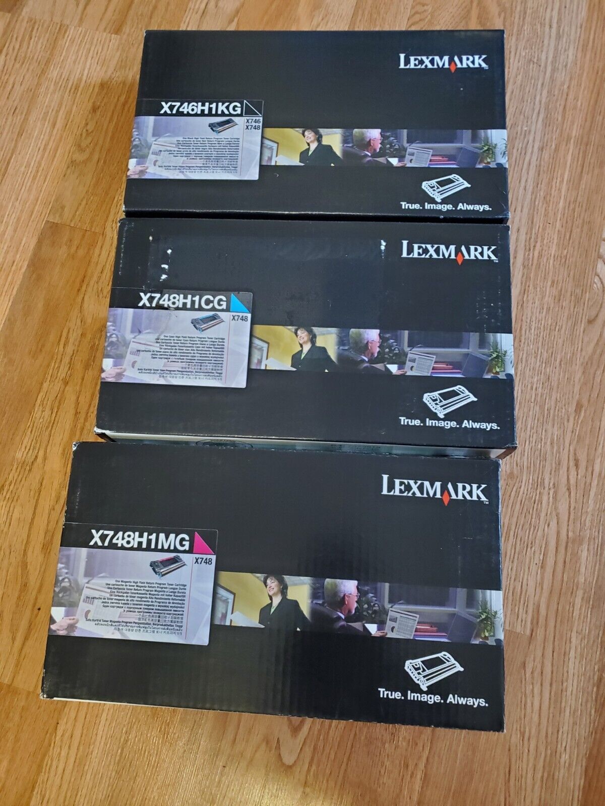 SET of (3) LEXMARK X746H1KG,X748H1MG,X748H1CG Print Toner Cartridges /Sealed BOX
