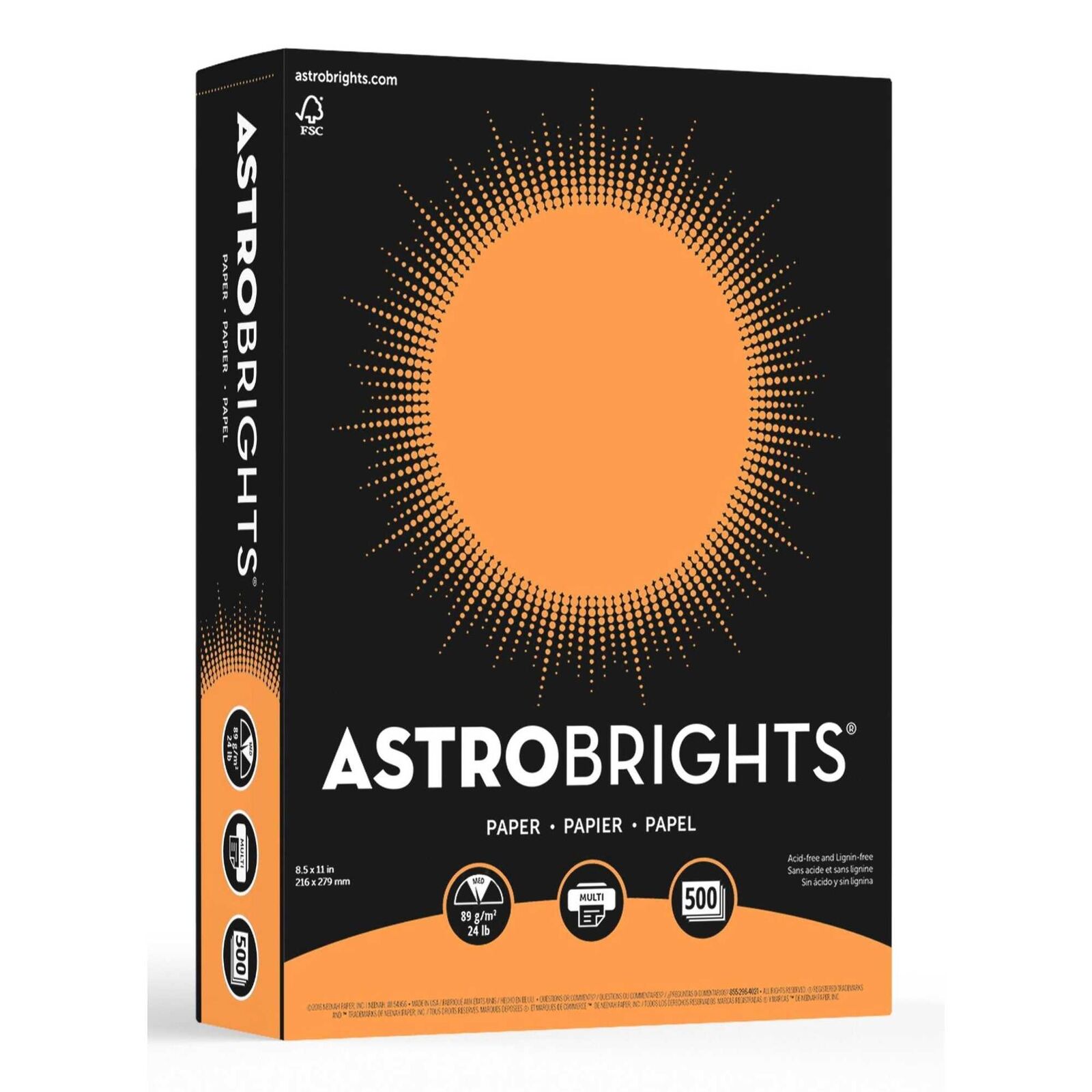 Astrobrights Premium Color Paper, 8-1/2 x 11 Inches, Cosmic Orange, 500 Sheets