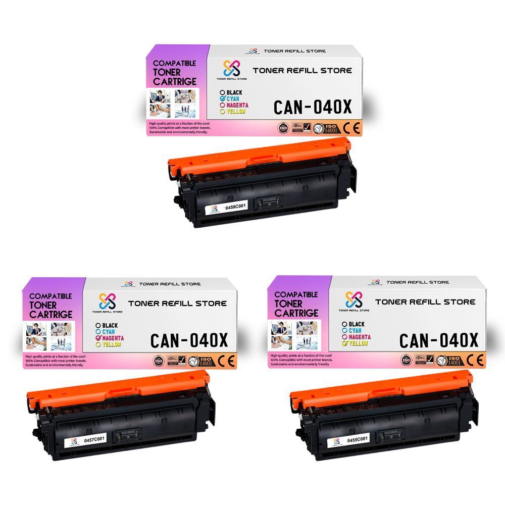 3Pk TRS 040H C M Y HY Compatible for Canon imageCLASS LBP712Cdn Toner Cartridge
