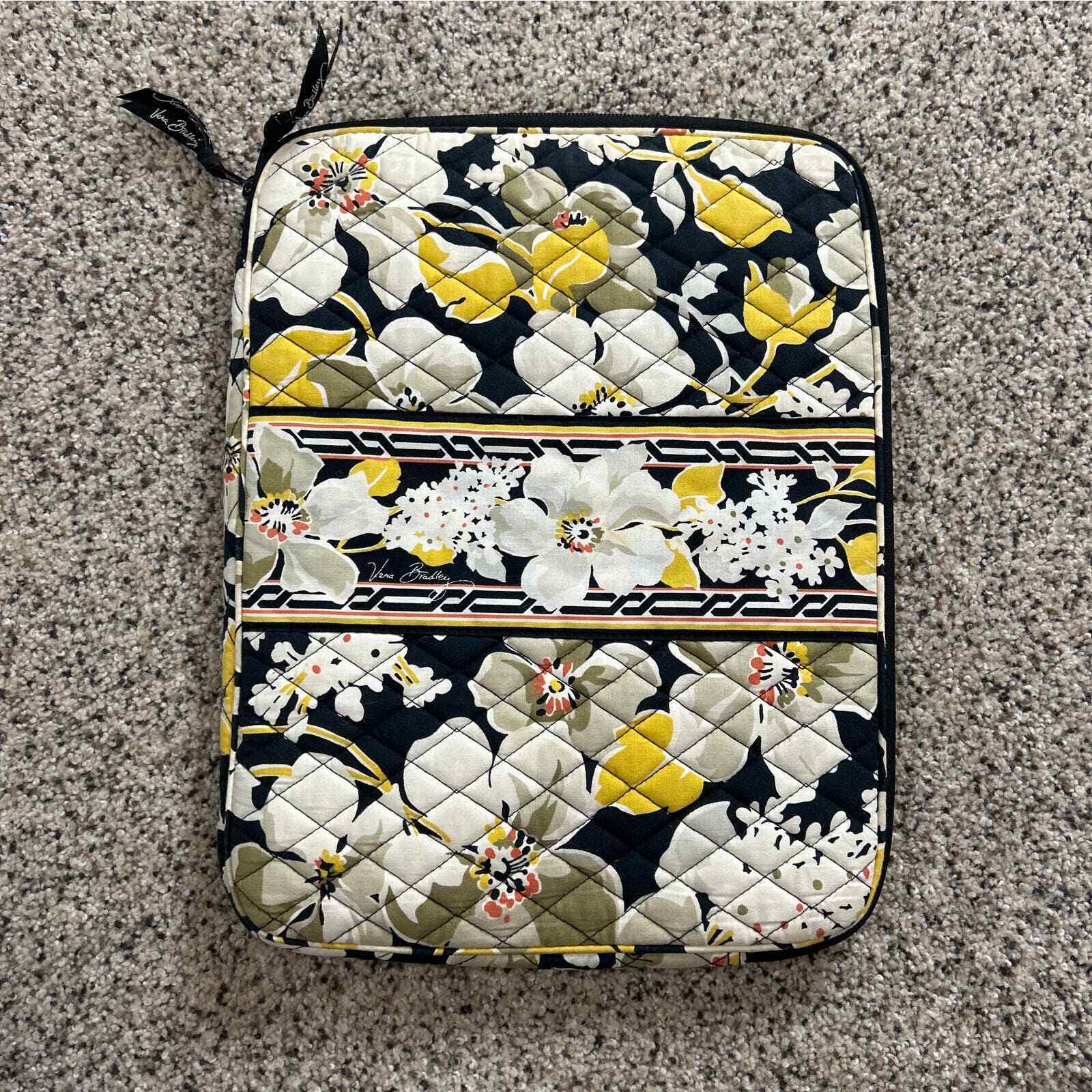 Vera Bradley E-Reader Sleeve Tablet Case Black Yellow Floral Quilted 14.5\