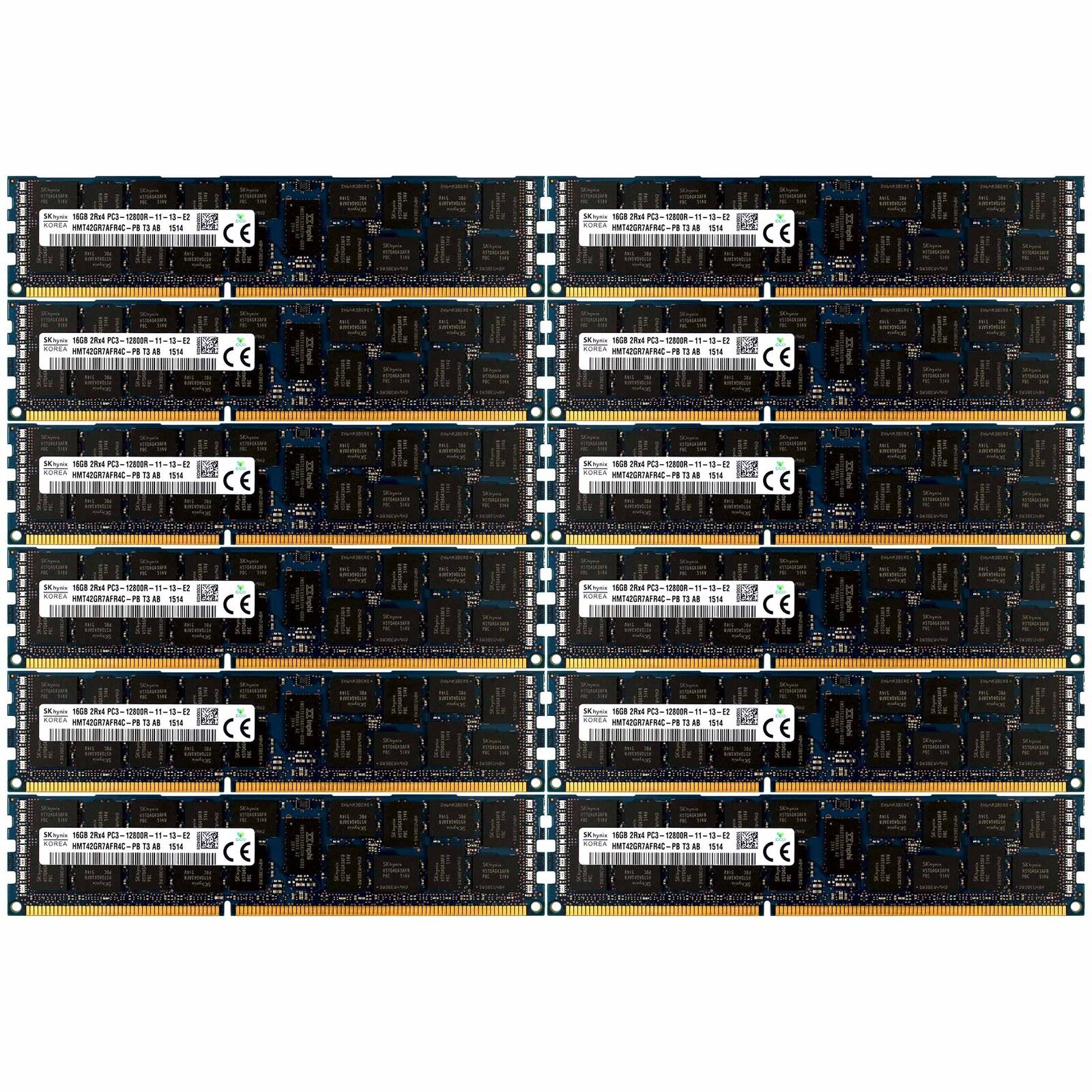 PC3-12800 12x16GB HP Proliant DL585 DL980 ML370 SL165S SL165Z G7 Memory Ram