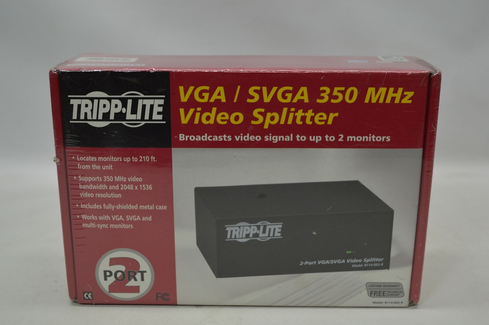 Tripp Lite B114-002-R VGA/SVGA 350MHz Video Splitter *New Unused*