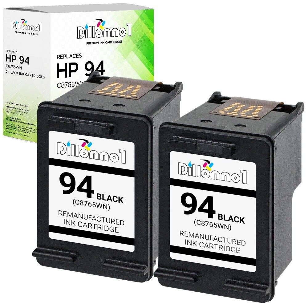 2PK For HP 94 Black Ink For PSC 1600 1610 2350 2355 Officejet 100 150 H470