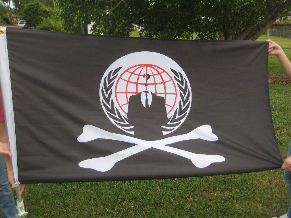 Anon 5 foot Jolly Rogers Pirate Flag Banner ANONYMOUS 5\'x3\'