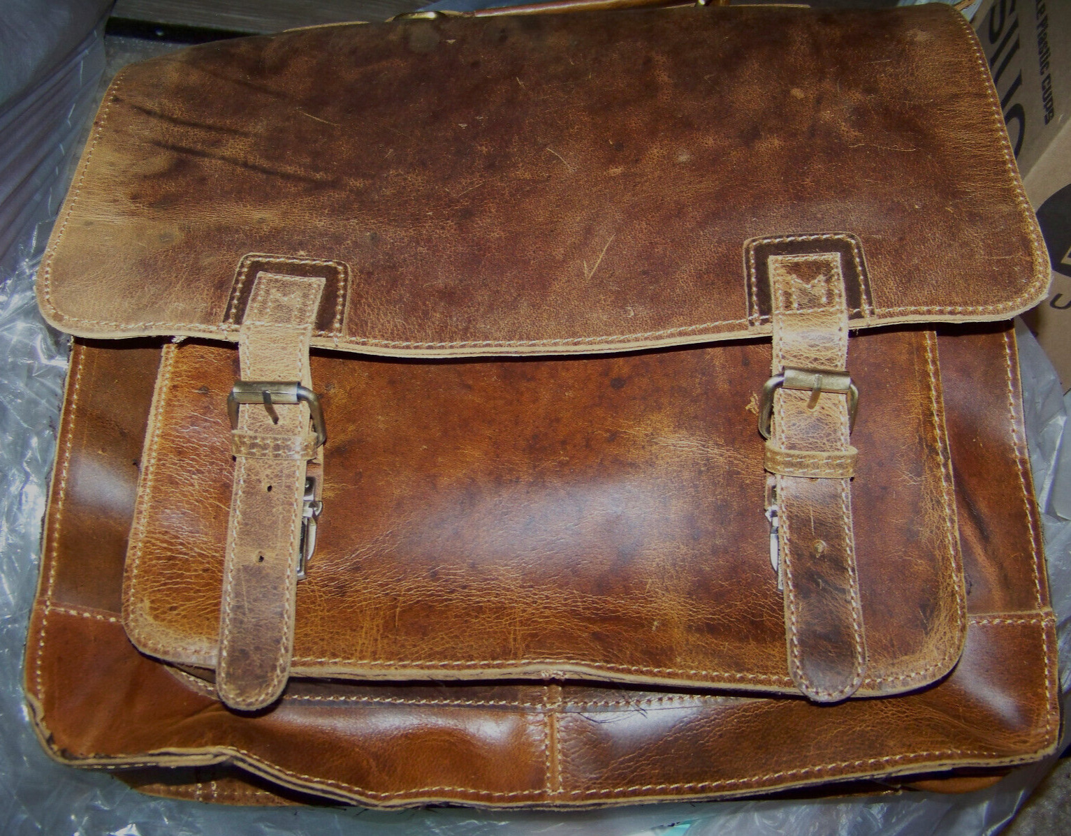 Retro Buffalo Hunter Leather Laptop Messenger Office College Briefcase Bag 15 in