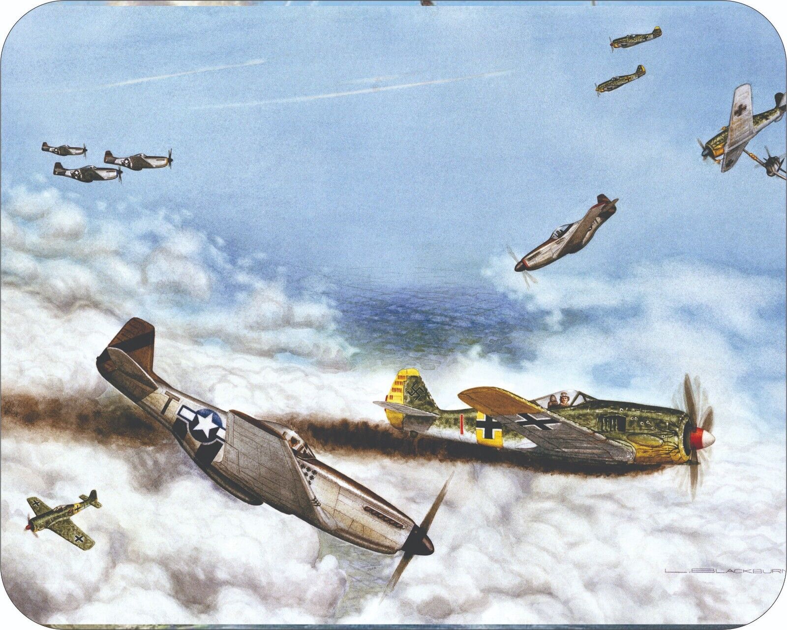 WWii Airplanes In Air Combat Fighting  Mouse Pads Mousepads