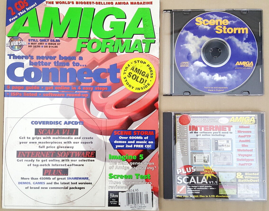 Amiga Format Magazine w/CDs ©May1997 SCALA v1.1 SceneStorm AGA Internet SW +MORE