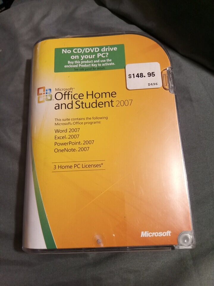 Microsoft MS Office 2007 Home & Student Licensed Box Disc Genuine Product Key