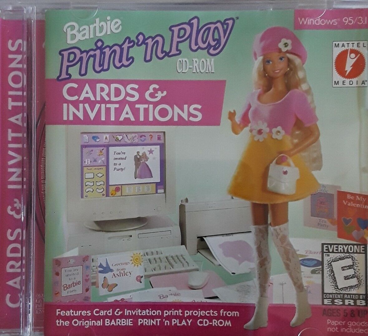 Barbie Print \'n Play Cards & Invitations PC CD- Rom
