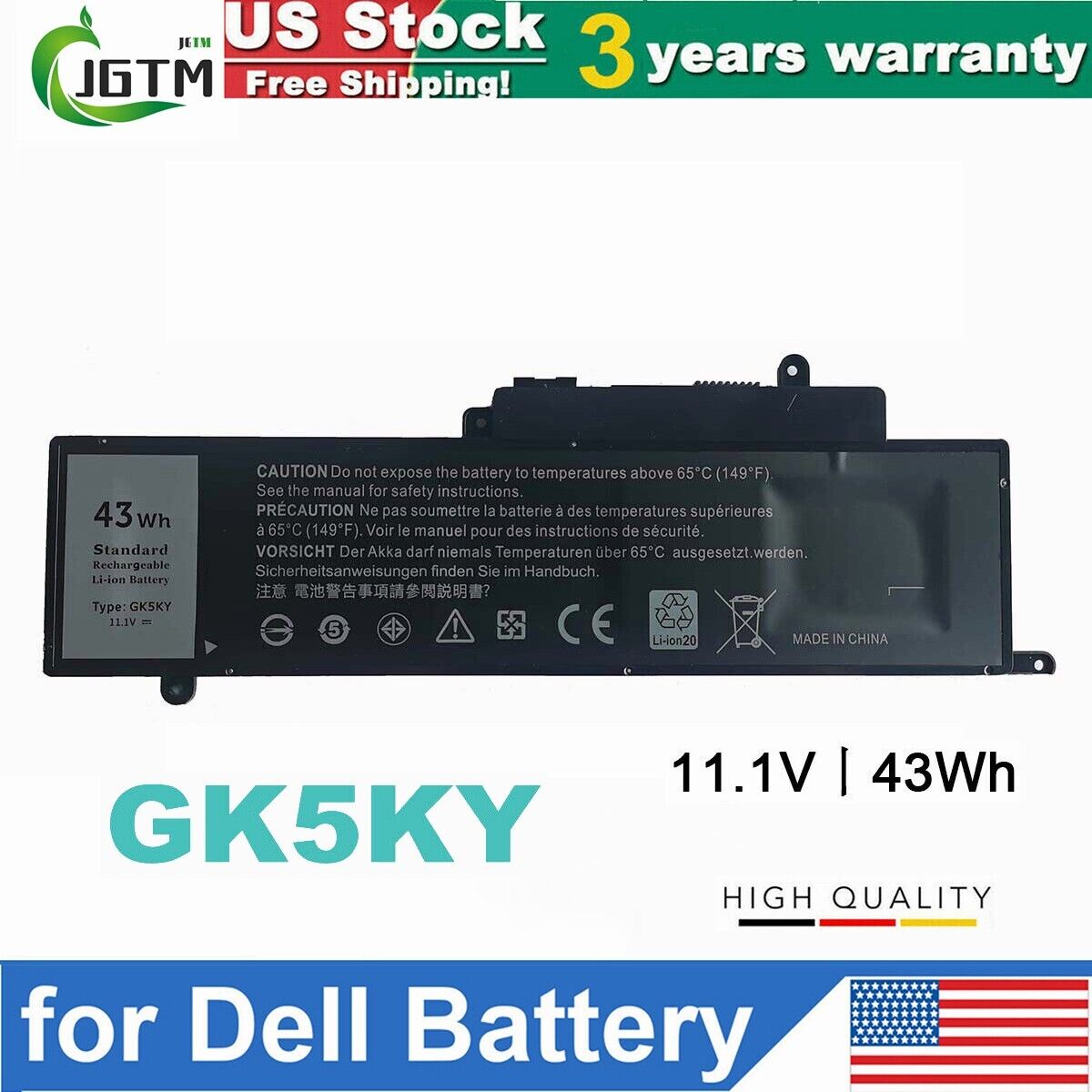 GK5KY Battery For Dell Inspiron 11 3000 3147 3148 3152 Series Inspiron 7000 43Wh
