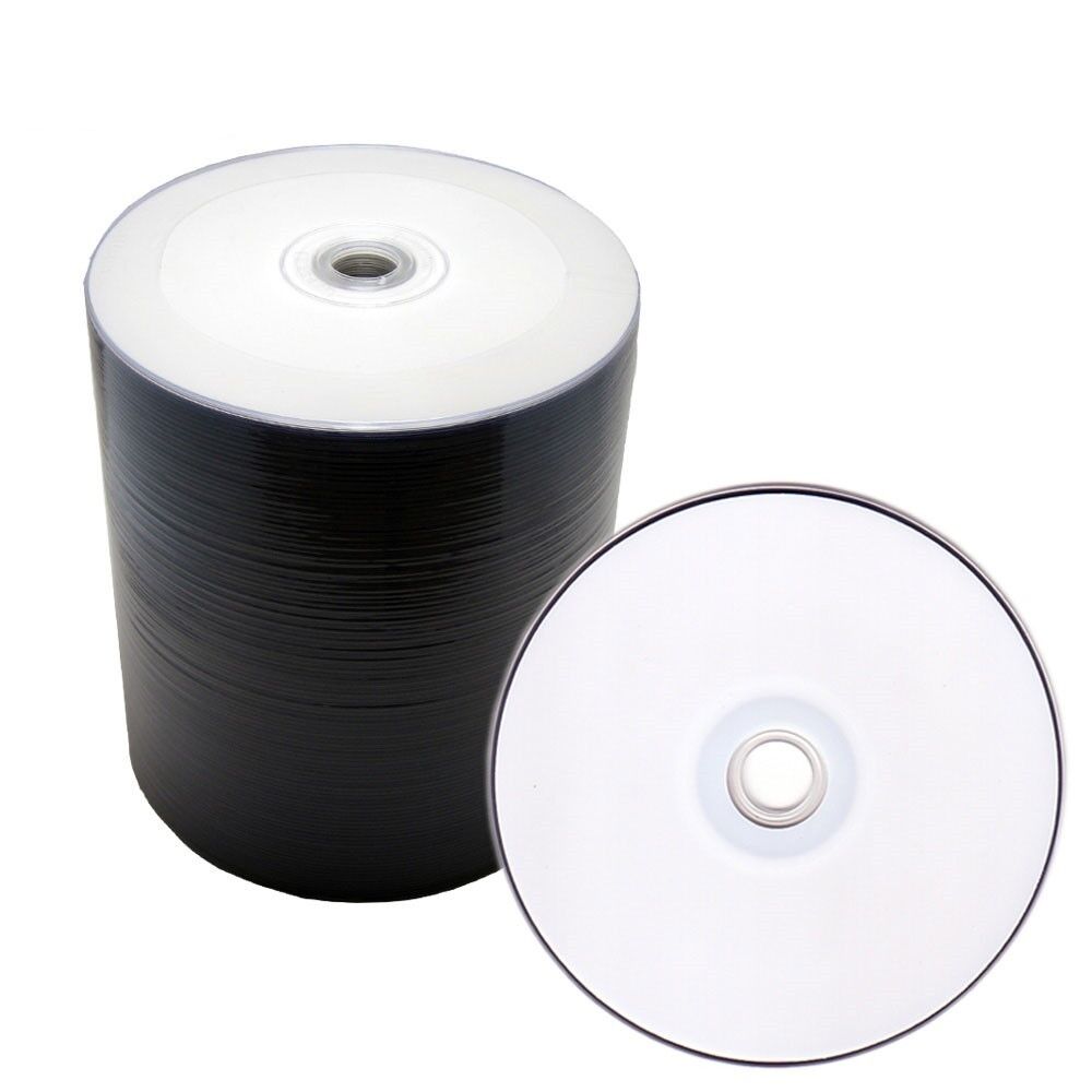 100 PK White Inkjet HUB Printable DVD-R 16x Blank Disc