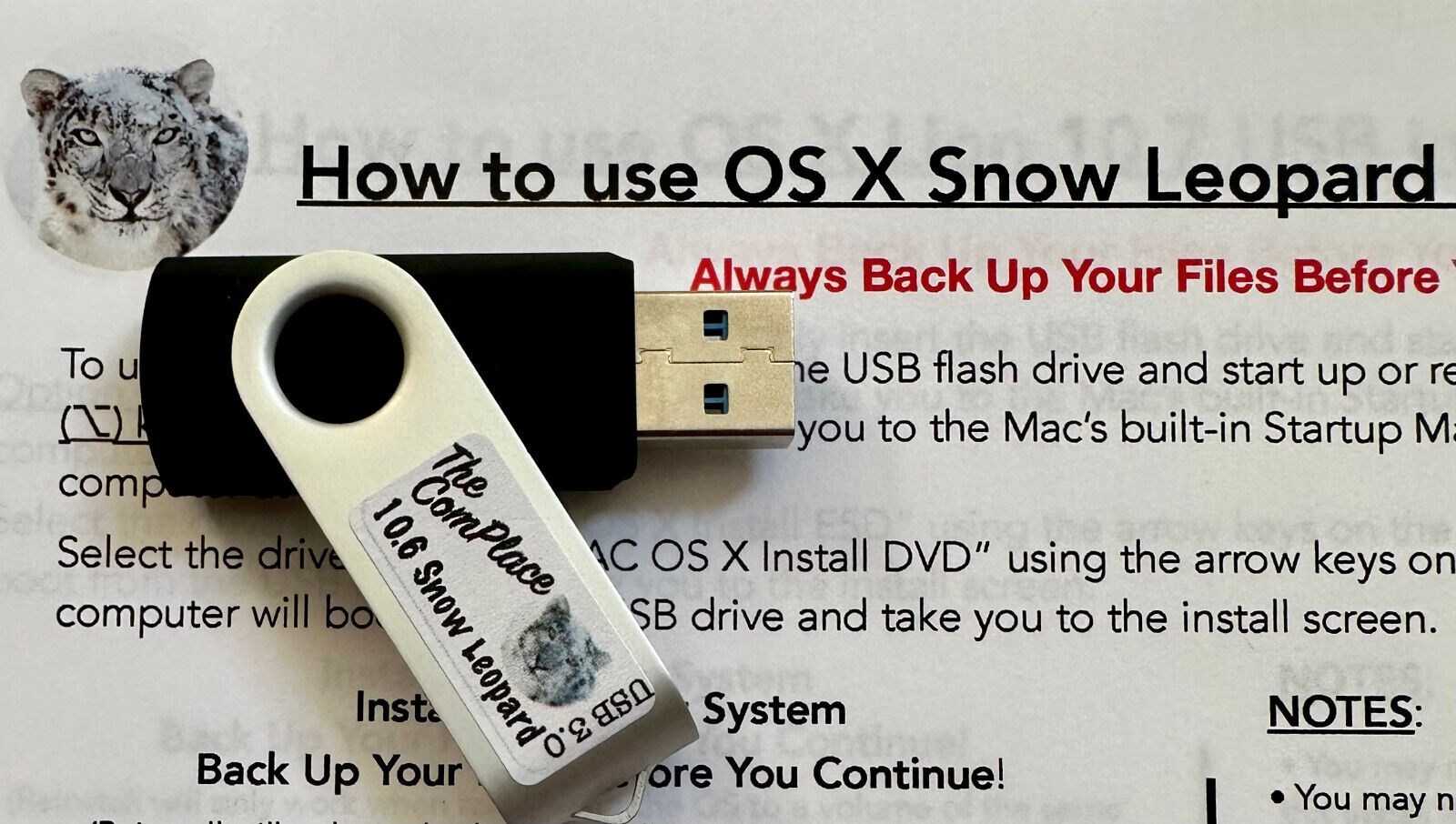 OS X 10.6 Bootable 16GB USB 3.0 w/Instructions  | Overnight Shipment Available
