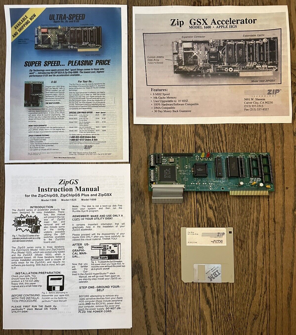Vintage ZipGSX Ver. 1.01 Accelerator For The Apple IIGS Computer w/ Utility Disk