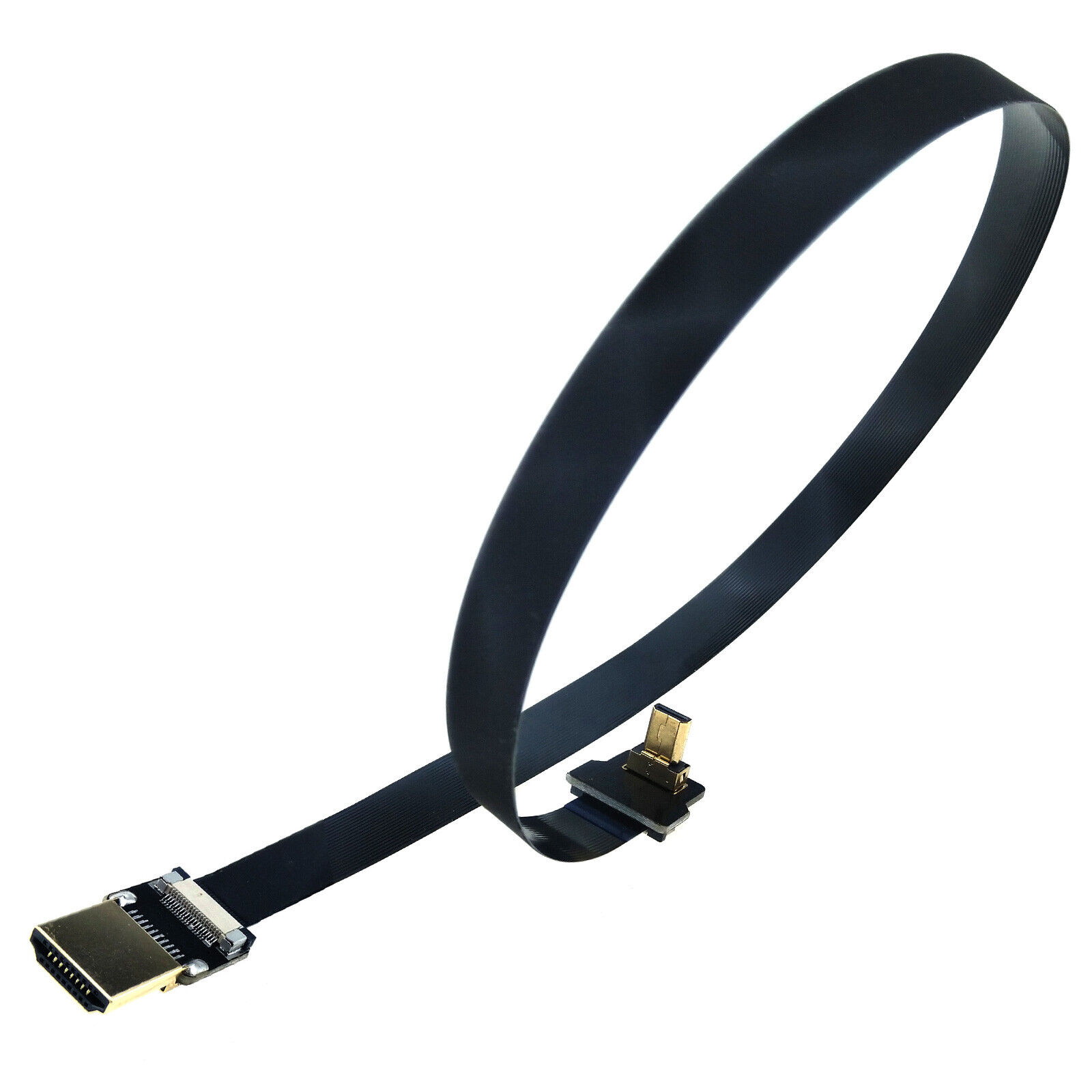 40cm Micro HDMI Right Angle to Standard Flex Cable Male Connector 4K Camera Wire