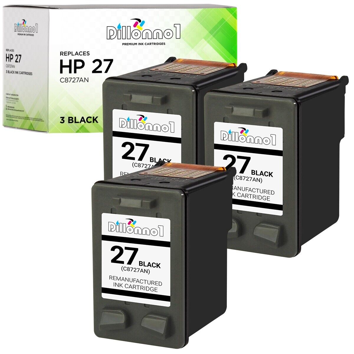 3PK for HP 27 Black Ink C8727AN fits Officejet 4315 5600 5605 5610