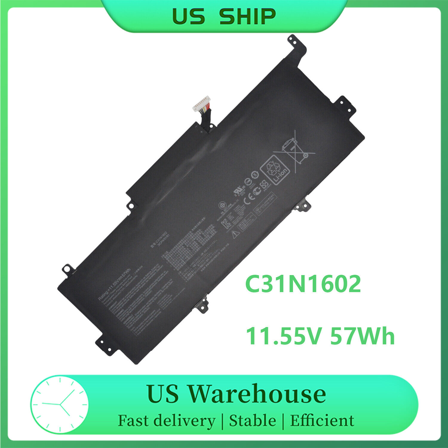New C31N1602 For ASUS Zenbook Battery UX330UA UX330UA-FB161T UX330UA-FB018R 57Wh