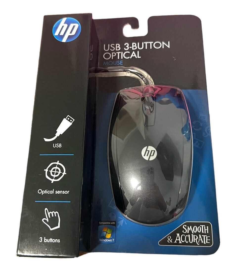 HP Wired USB Optical 3 Button Mouse KY619AA#ABA New Sealed Package