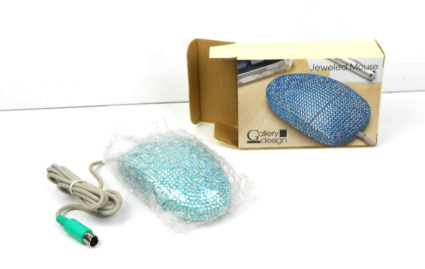 IBM PS/2 Mouse Rhinestone Blue Crystal Jeweled Gallery Design  3 Button NEW
