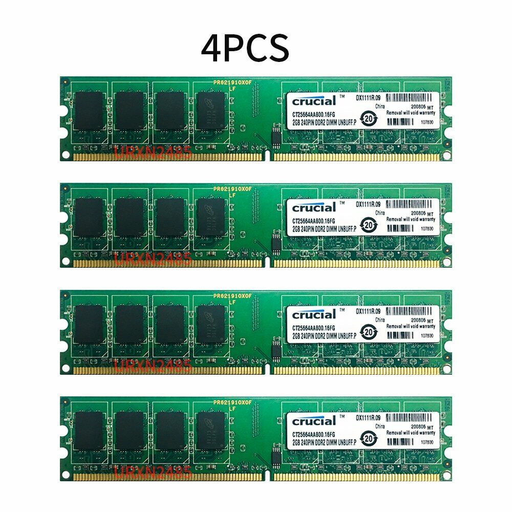 For Crucial 8GB 4x 2GB 1GB PC2-6400U DDR2 800MHz 1.8V PC Memory Desktop RAM LOT