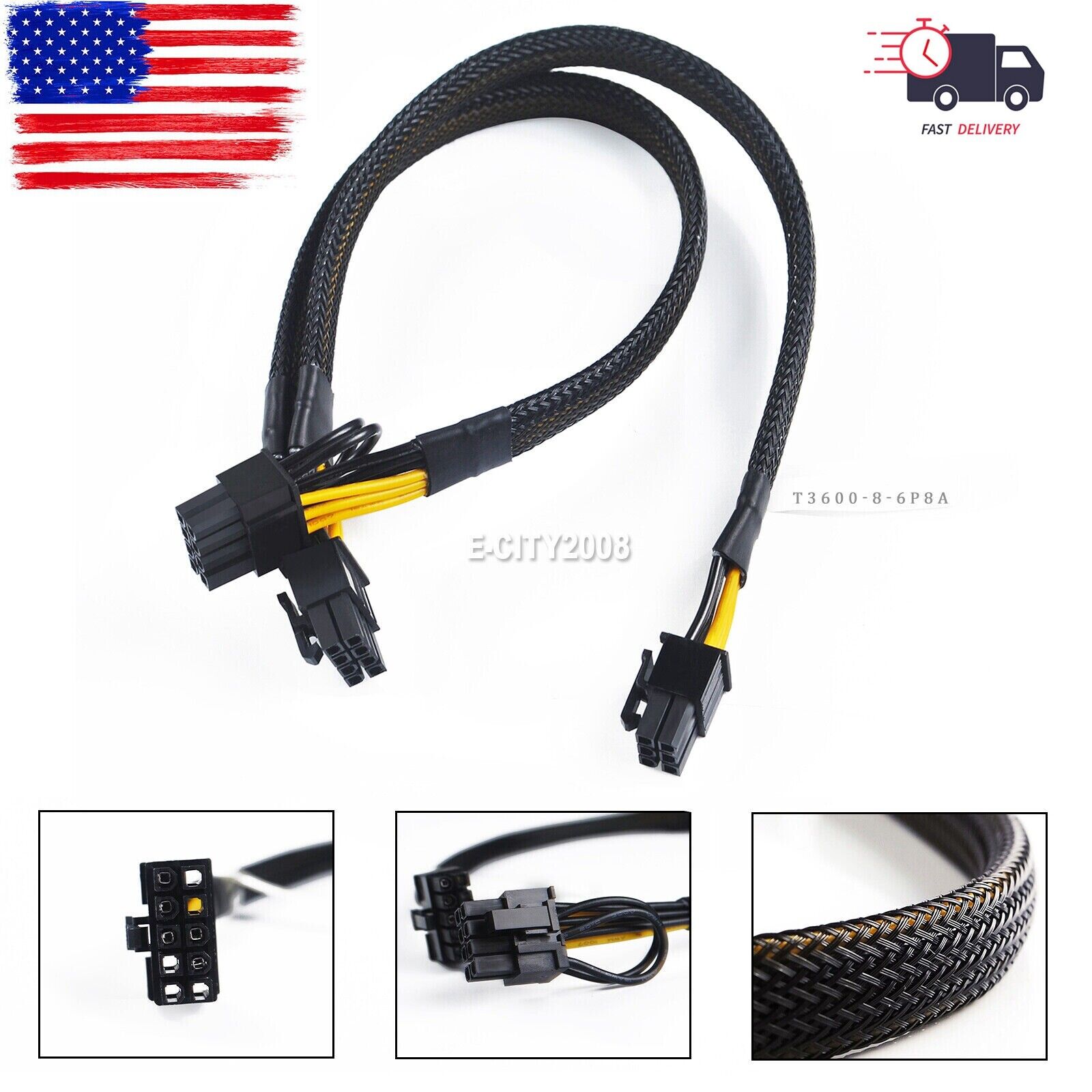 For DELL T3600 T3610 and GPU Graphics Card 8pin to 8+6pin Power Cable