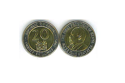 KENYA: 4-PIECE UNCIRCULATED COIN SET, 0.50 TO 20 SHILLINGS