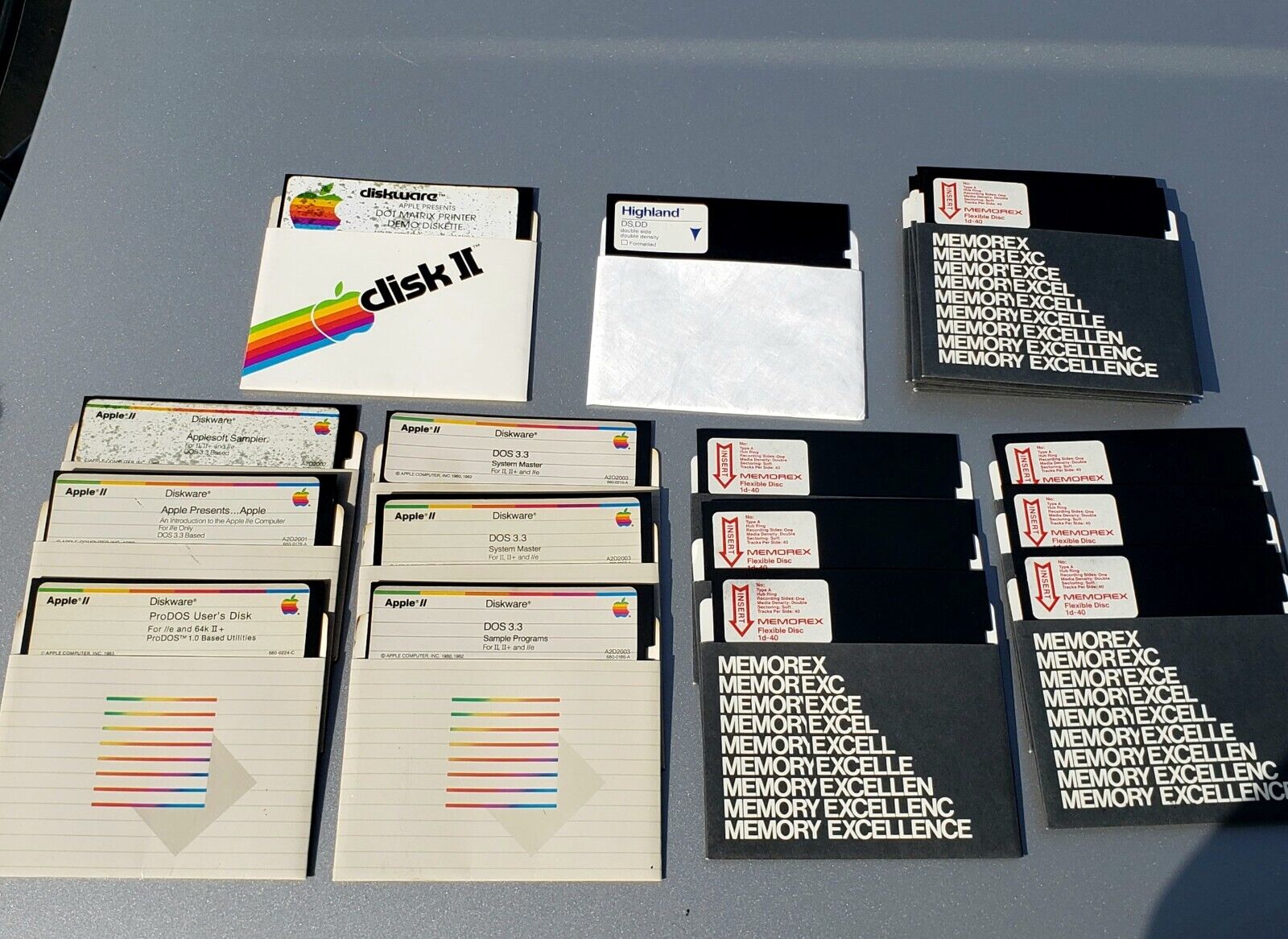 Apple II IIe Diskware ProDOS DOS 3.3 System Master & Memorex Blank Floppy Disks